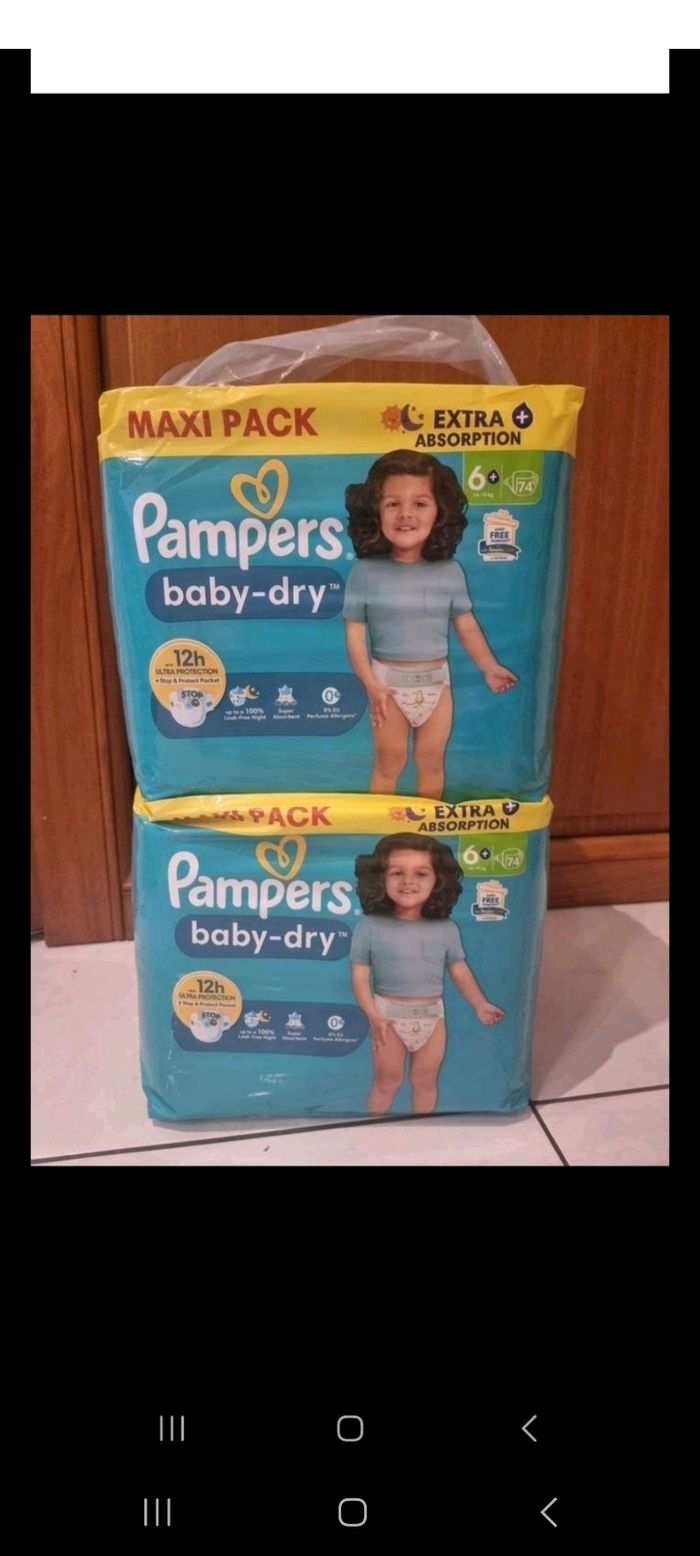 148 couches Pampers taille 6+ lot de 2 maxi packs