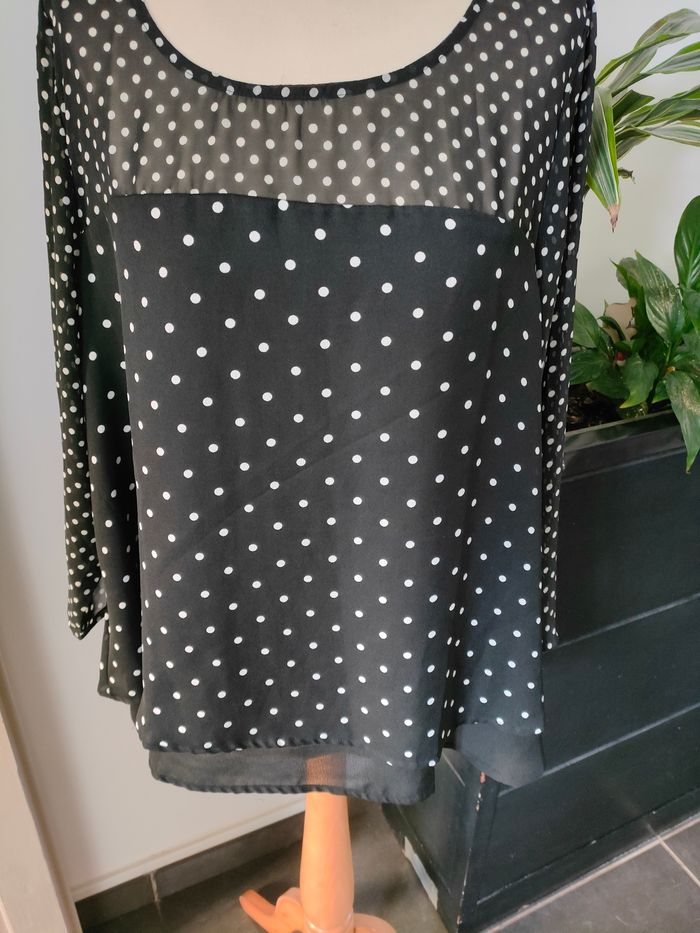 Blouse à pois manches 3/4 MsMode - photo numéro 3
