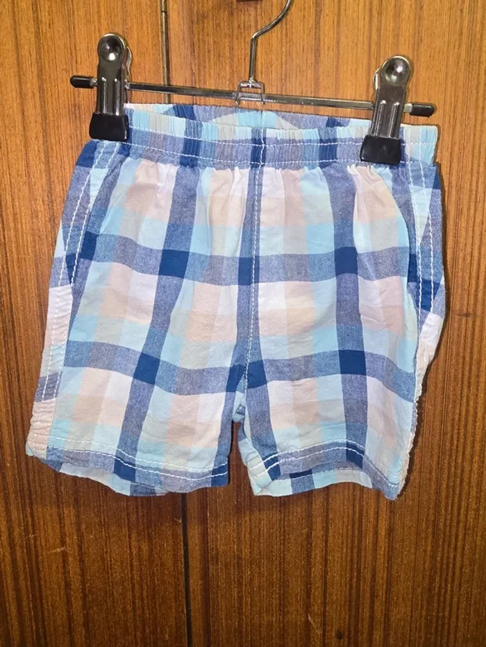 Short bébé garçon à carreaux – bleu/beige