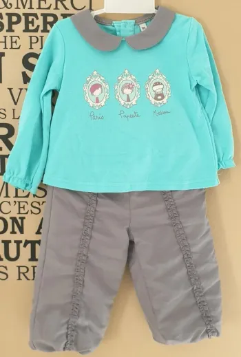 Ensemble turquoise/gris 18 mois