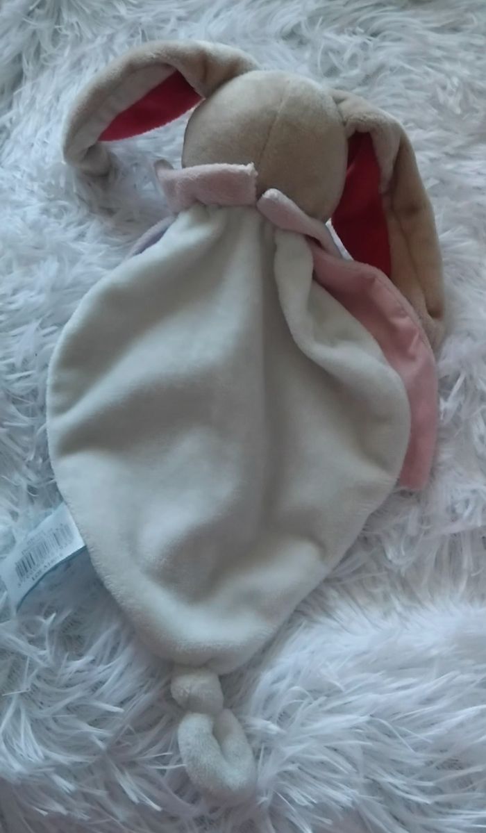 Doudou plat lapin aux longues oreilles tombantes- petales - Baby Nat - photo numéro 2