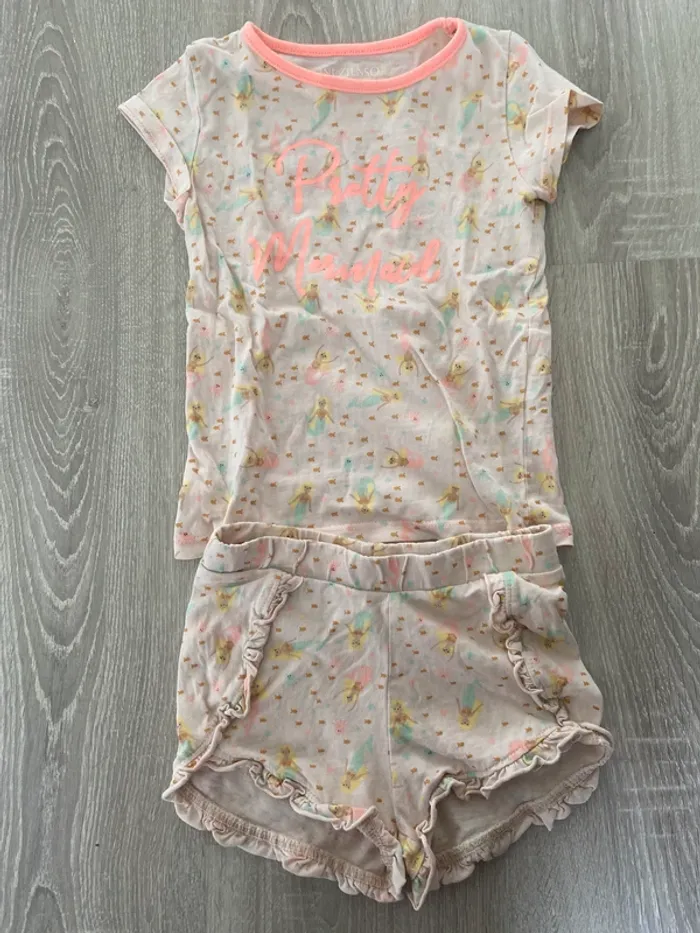 Pyjama été fille short t shirt sirene 4 ans