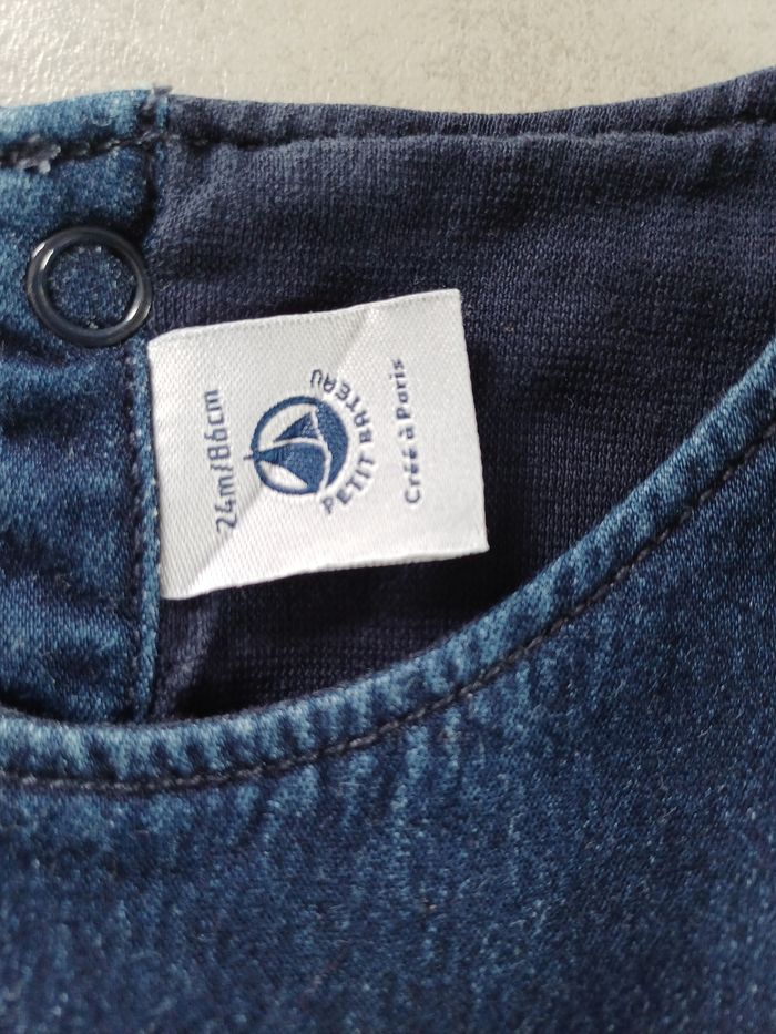 Robe sans manches jean Petit Bateau 24 mois 2 ans comme neuve - photo numéro 3