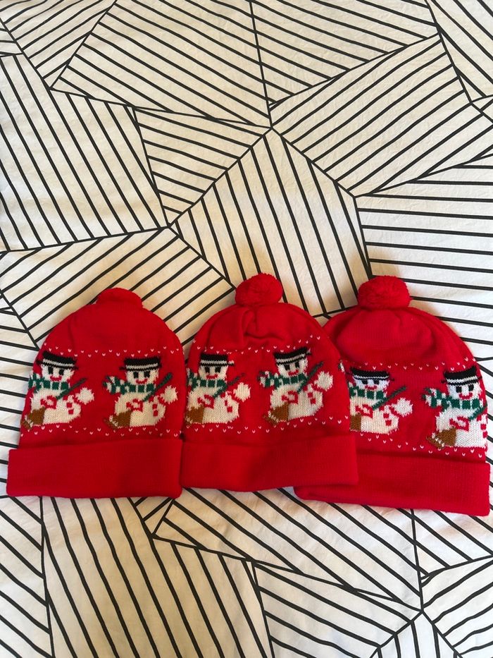 Lot de 3 bonnets bonhomme de neige - photo numéro 2