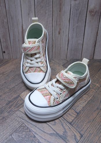 Baskets Fille Rose & Dorées - Style Tweed Chic - Neuves Taille 27