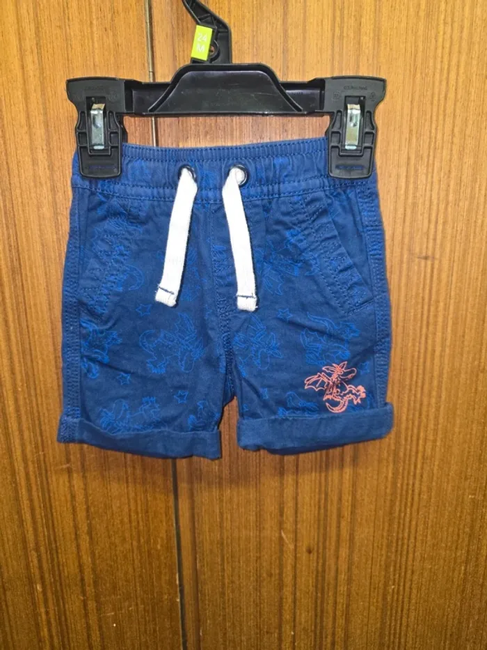 Short bébé garçon bleu marine – motif dinosaures