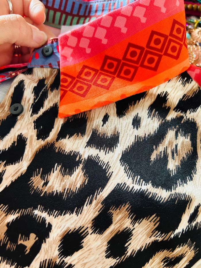 🧡🐆Chemise léopard oversize funky chic ethnic wild tribal multicolored animal shirt🐆🧡 - photo numéro 15
