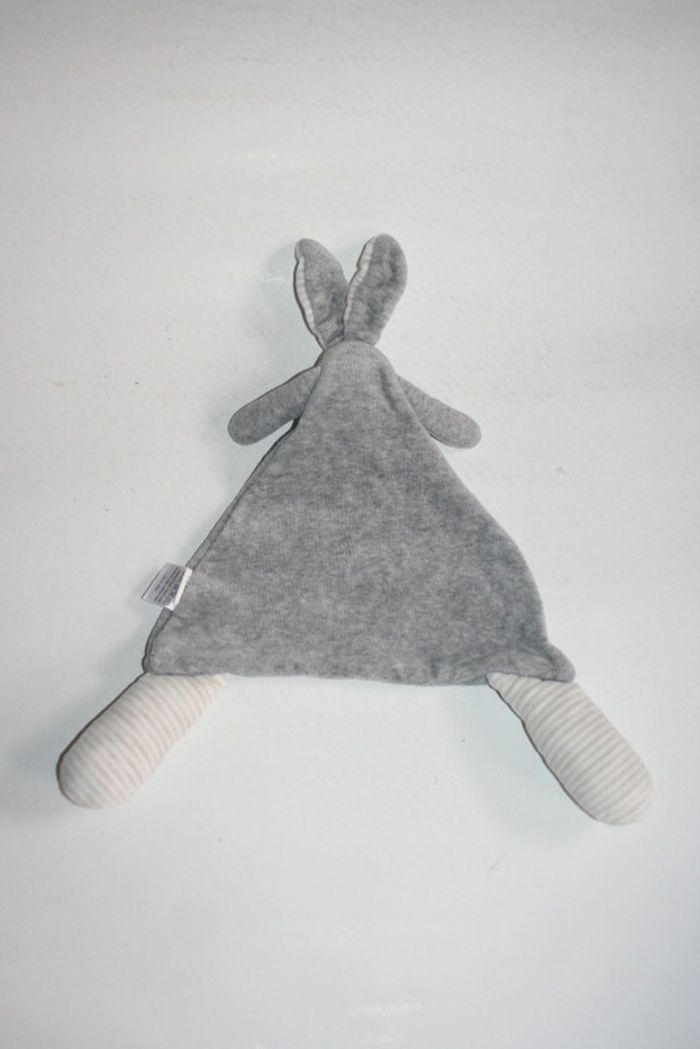 Doudou Plat Lapin Gris Rayé Bambino - photo numéro 3