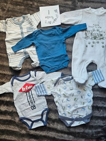 Lot 1 mois garçon body manches longues