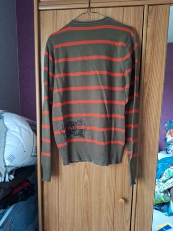 Pull Jules marron rayures orange s