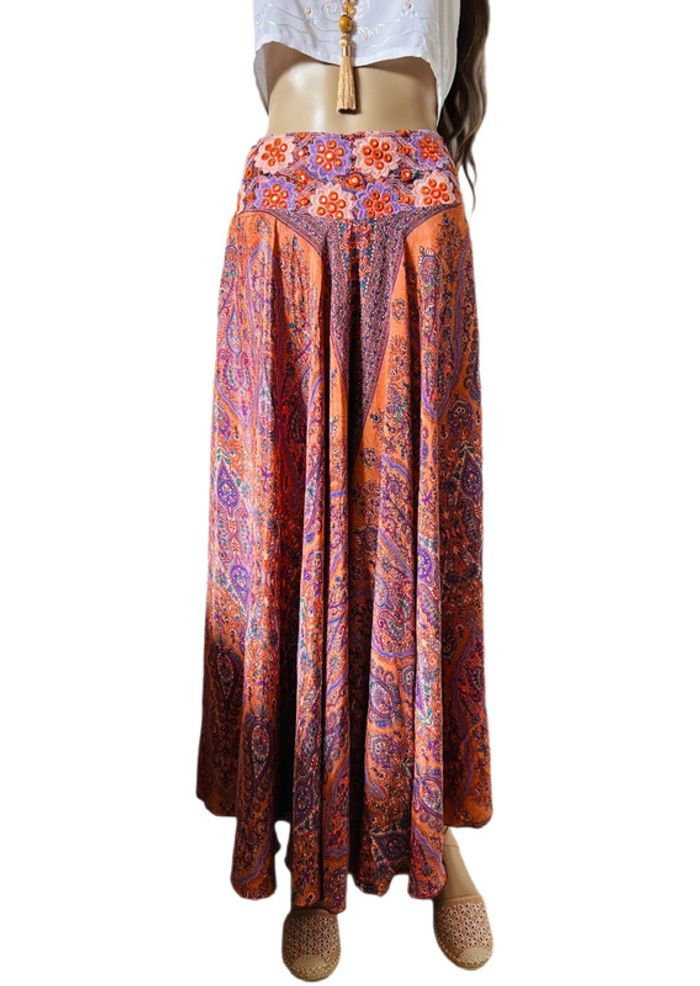 🪷Jupe-culotte indienne boho chic hippie Indian embroidered paisley skirt-culottes🪷 - photo numéro 8