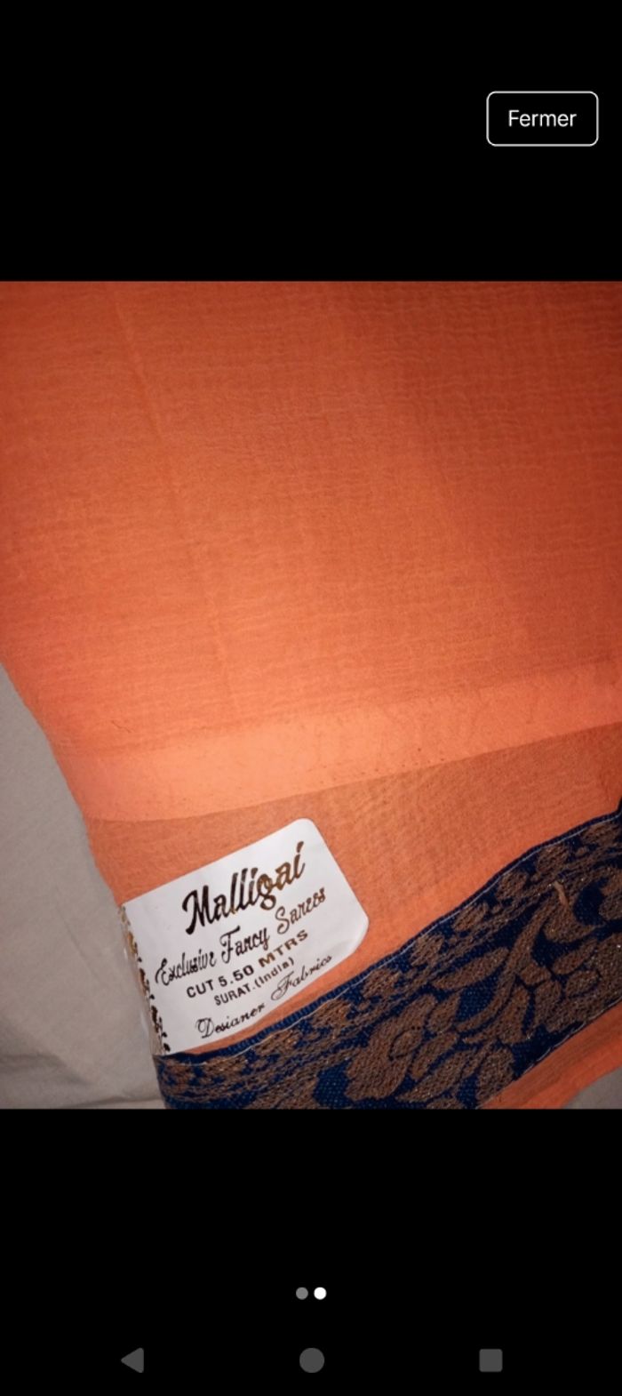 Sari indien orange corail - photo numéro 2