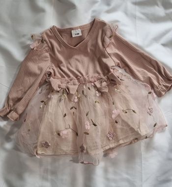 Robe bébé rose à tulle fleuri