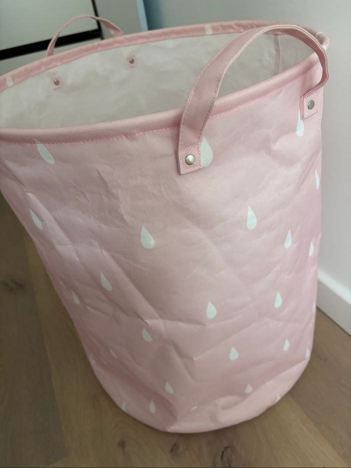 Grand panier de rangement H&M Home panière rose goutte TBE - photo numéro 3