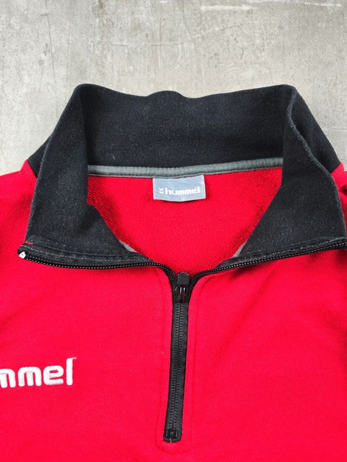 Sweat Hummel Rouge Vintage 90s col camioneur full zip Sportwear Unisexe Chevron Rétro taille L - photo numéro 4