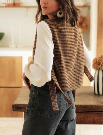 Top sans manches à nouer en laine taille S/M/L