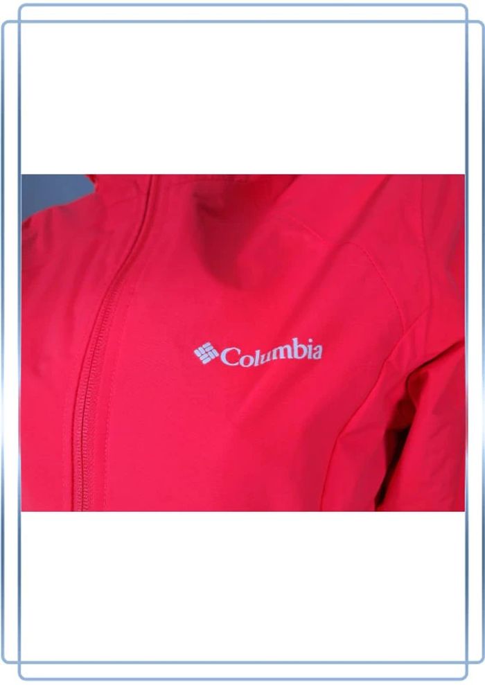 veste à capuche / hoodie Columbia coupe vent femme rouge - taille XS floqué (71) - photo numéro 4