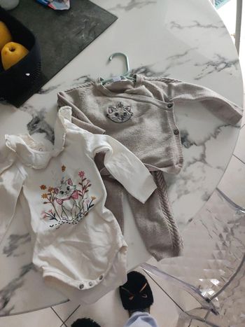Ensemble trois pièces bodie pantalon pull Marie Disney taille 9 mois
