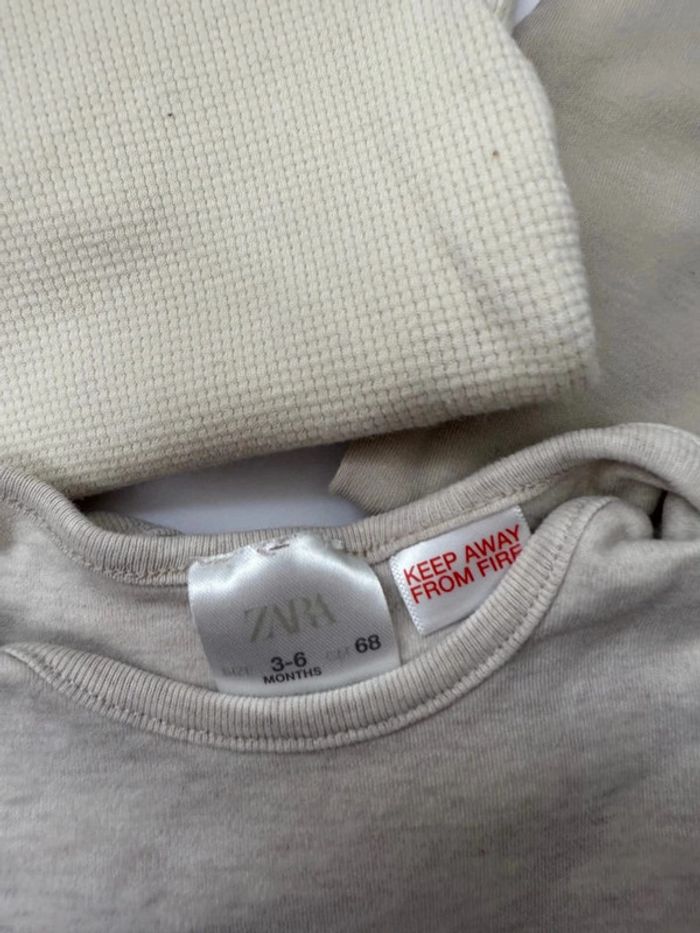 Lot de 3 bodys bébé unisexe longues manches Zara et Petit Beguin 6 mois, 68 cm - photo numéro 2