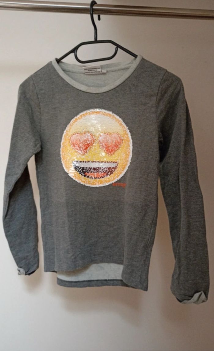 Pull enfant gris à paillettes réversibles - photo numéro 2