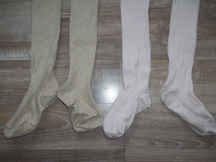Lot 2 collants côtelés rose et doré Tex 10/11 ans - photo numéro 2