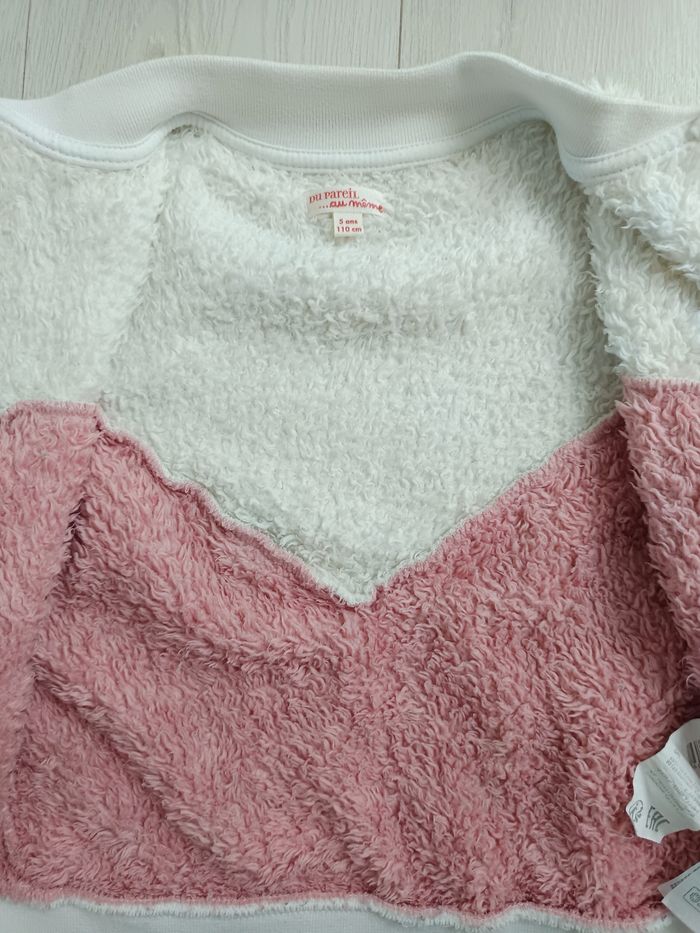 Gilet chaud DPAM 5 ans – blanc et rose tout doux 🩷🤍 - photo numéro 3