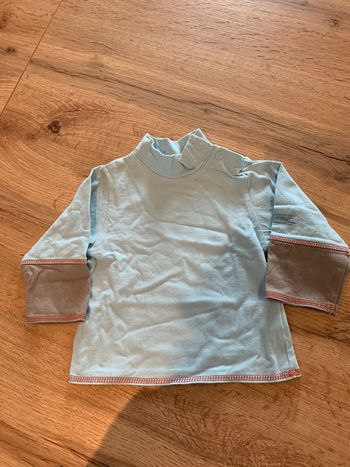 T-shirt manches longues bebe garçon bleu et beige 3 mois