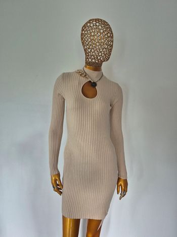 Robe Courte Manches Longues Beige Femme Taille Unique
