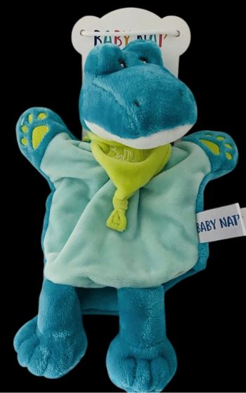 ❤️B4483 Doudou marionnette Crocodile Savane BABY NAT Babynat Bleu vert