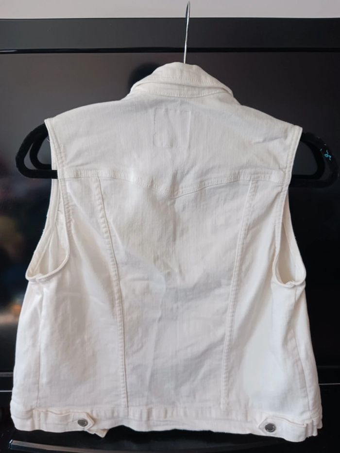 Veste jean crème sans manche DenimCo TailleL40 - photo numéro 6
