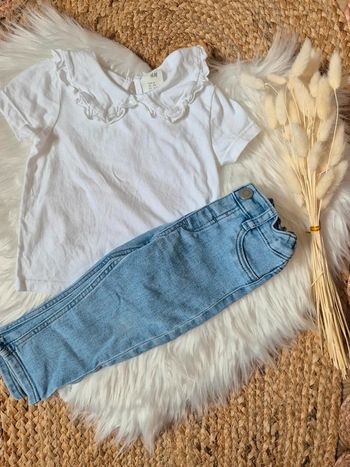 💙 Ensemble jeans + t-shirt à col H&M 9 - 12 mois