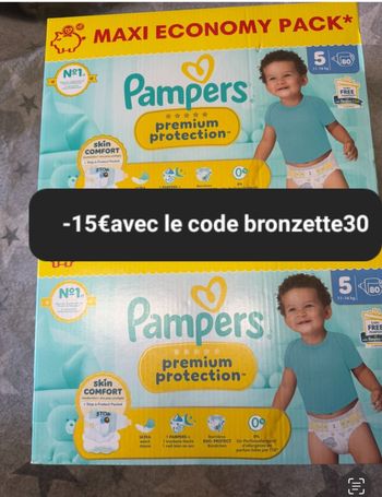 Deux cartons couche Pampers taille 5 preuim
