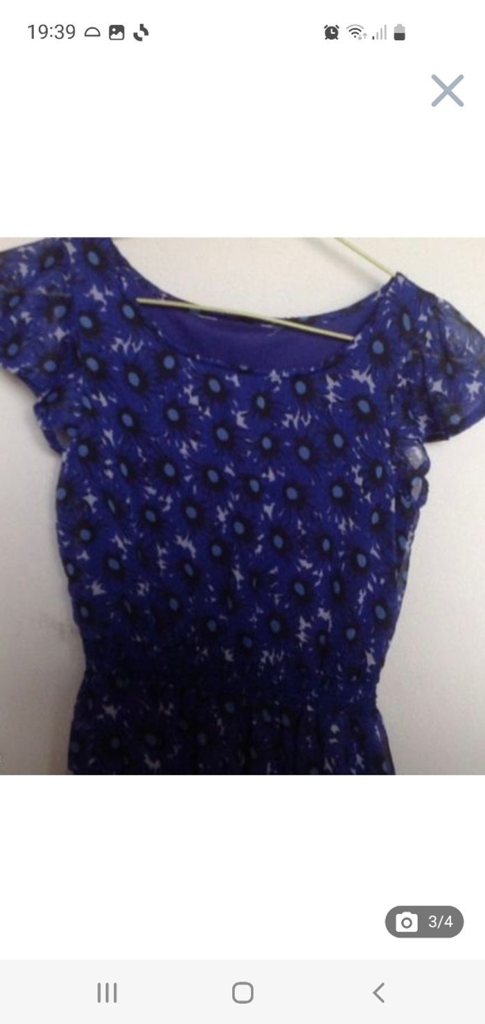 Robe imprimée bleue manches courtes 12 ans - photo numéro 2