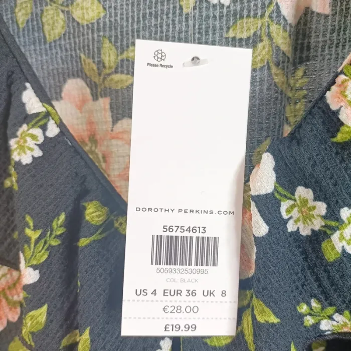 Blouse fleurie Dorothy Perkins noire fleurie taille 36 col volanté neuve A526 - photo numéro 13