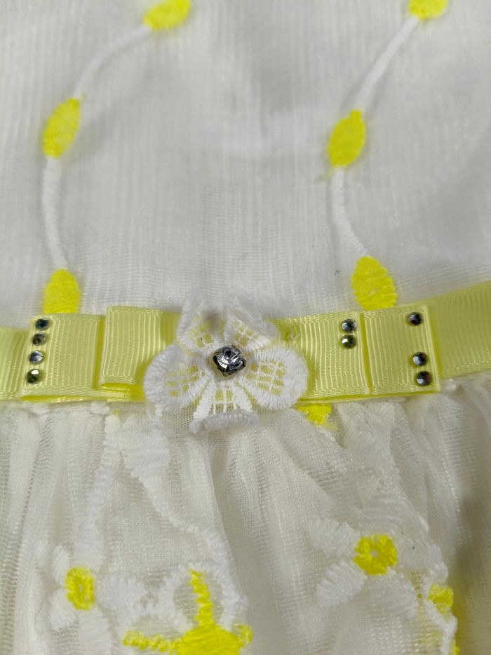 Robe blanche ruban jaune fille pink rabbit taille 36 mois - photo numéro 3