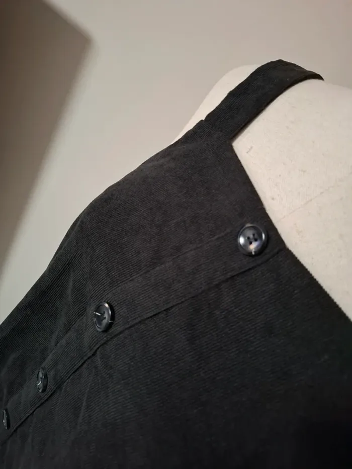 Robe shein noire à boutons effet côtelé - photo numéro 2
