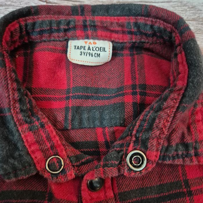 Chemise  à  carreaux rouge tape à l'œil 3ans 96cm - photo numéro 5
