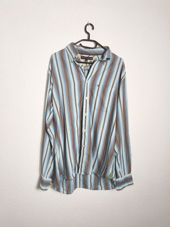 👔 Chemise homme à rayures Tommy Hilfiger – Bleu & marron – Taille M – Très bon état