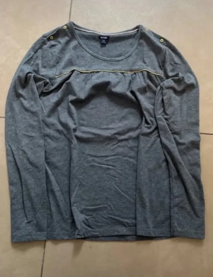 T-shirt manches longues enfant fille gris taille 12 ans Kiabi