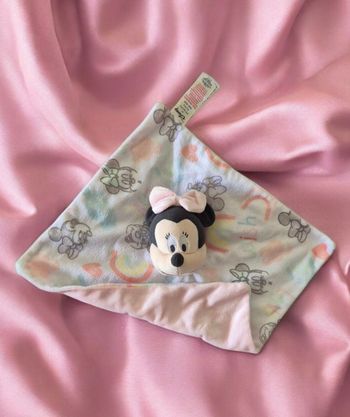 Doudou plat Souris Minnie rose blanc love nuage DISNEY