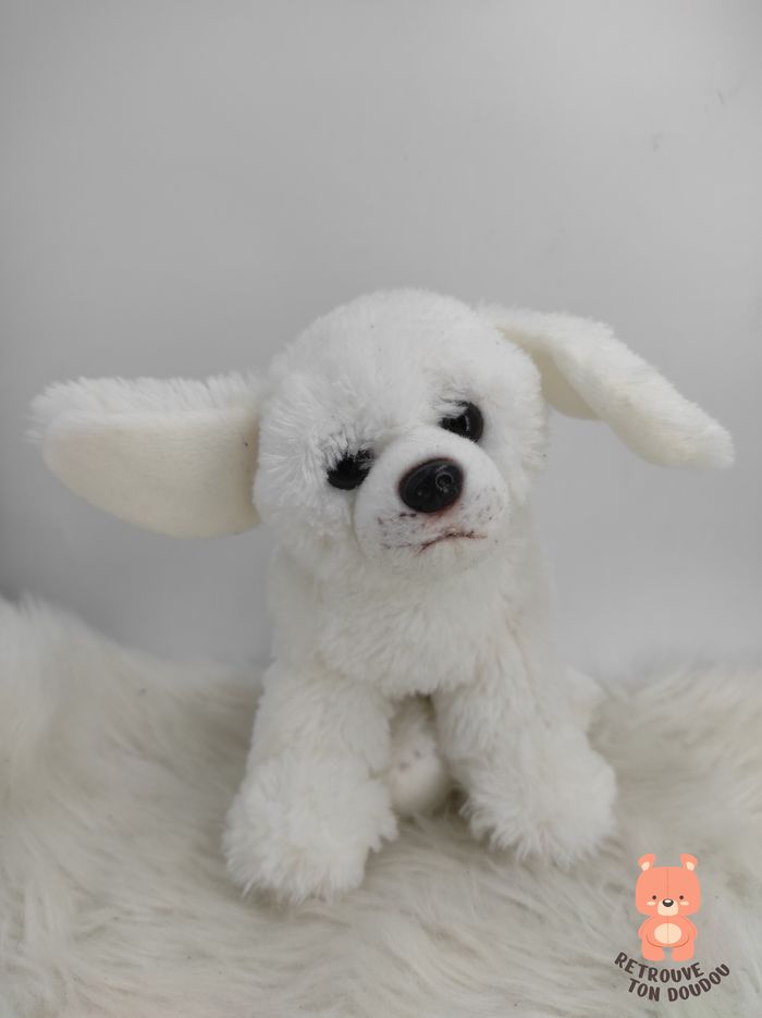 Peluche Chien Blanc Gipsy 17 cm - photo numéro 2