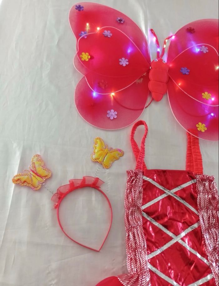 Déguisement robe princesse aile de papillon rouge 4 ans - photo numéro 5