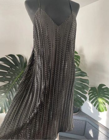 Robe de soirée noire plissée scintillante – Taille L (40/42)