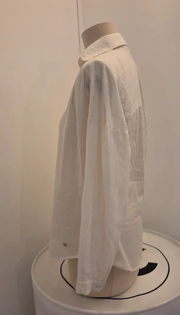 Blouse Kaporal blanche avec fils argentés – Taille M - photo numéro 3