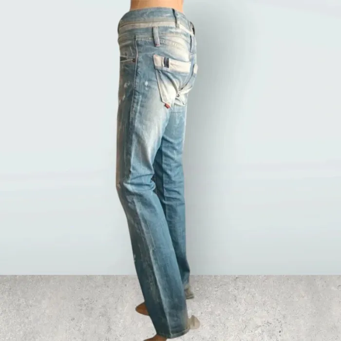 Jean vintage y2k SALSA look boyfriend effet destroy ,coupe straight fit ,taille basse ,100 % coton - photo numéro 7