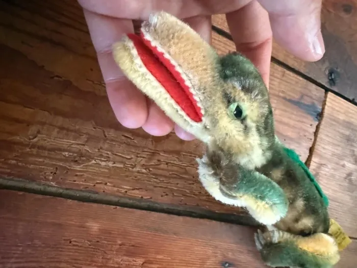 Peluche très ancienne crocodile Gaty Steiff 33cm alligator vert collection