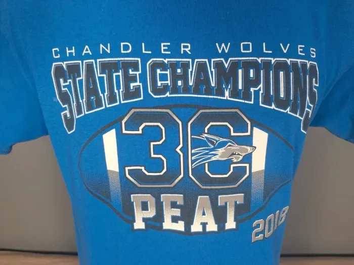 T-shirt Gildan Chandler Wolves 3-Peat 2018 – Bleu – Taille M (555) - photo numéro 3