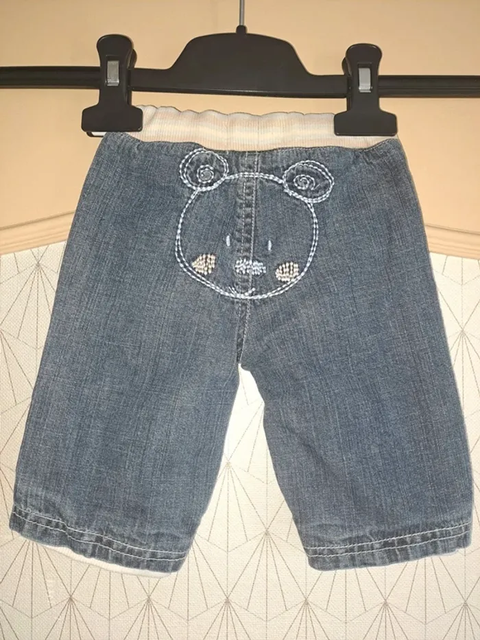 Pantalon jean bébé 1 mois doublé petit kimbaloo comme neuf - photo numéro 8