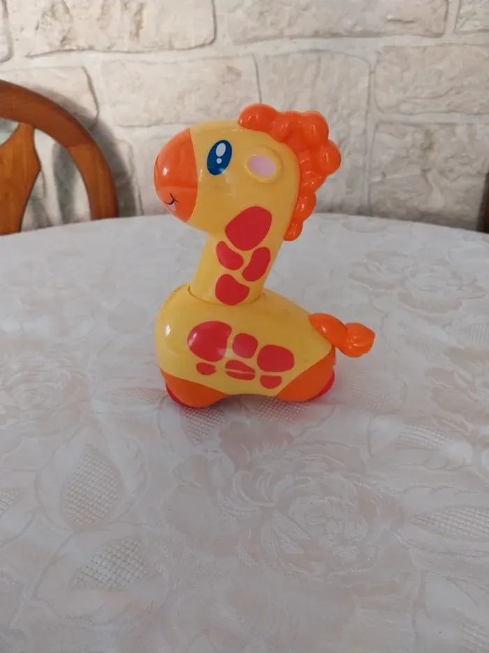Lots de 4 jeux Jeu musical Girafe qui roule, Poule en bois, toupie - photo numéro 3