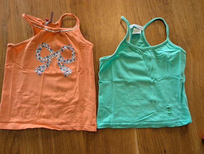 Lot 2 débardeurs orchestra fille 3 ans orange et vert